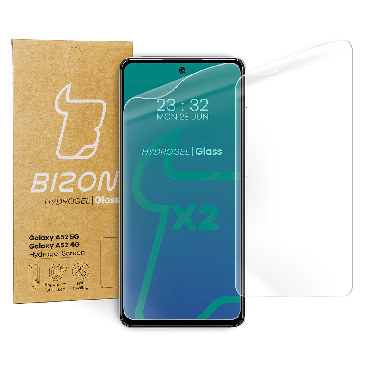 Folia hydrożelowa Bizon Film Hydrogel Front Duo dla Galaxy A52, 2 sztuki